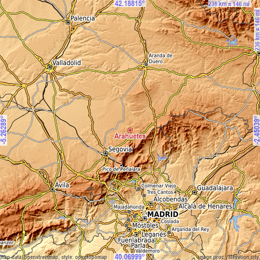 Topographic map of Arahuetes