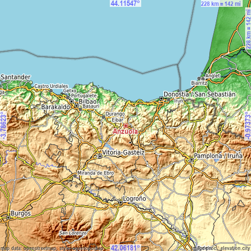 Topographic map of Antzuola