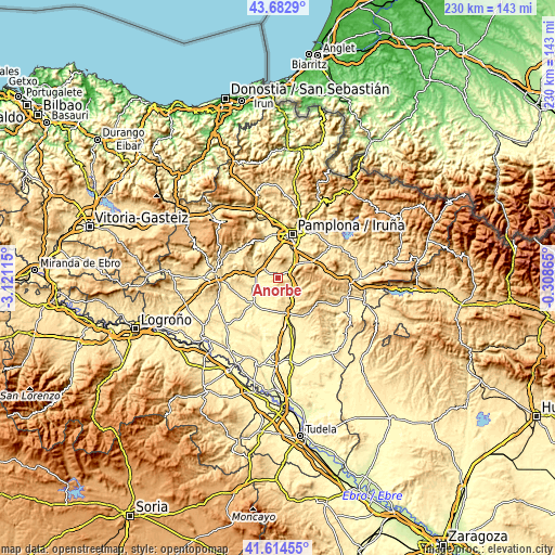 Topographic map of Añorbe