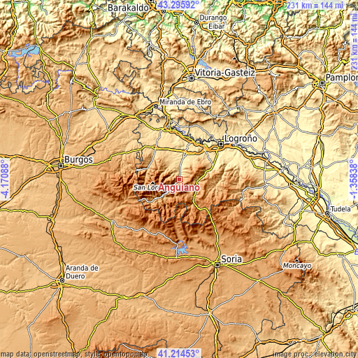 Topographic map of Anguiano