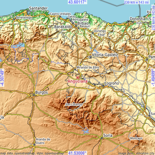 Topographic map of Anguciana