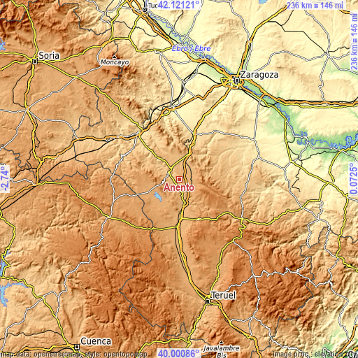 Topographic map of Anento