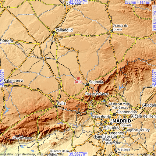 Topographic map of Añe