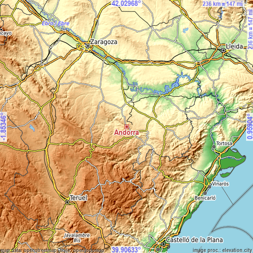 Topographic map of Andorra