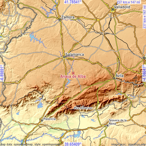 Topographic map of Anaya de Alba