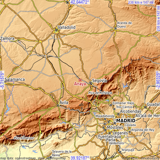 Topographic map of Anaya