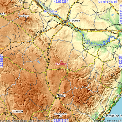 Topographic map of Anadón