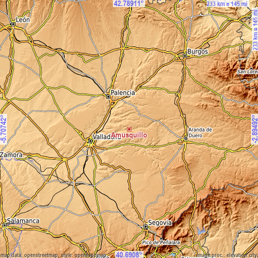 Topographic map of Amusquillo