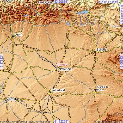 Topographic map of Amusco