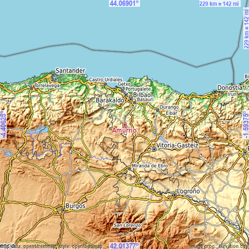 Topographic map of Amurrio