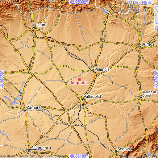 Topographic map of Ampudia