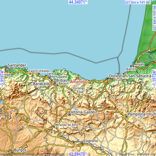 Topographic map of Amoroto