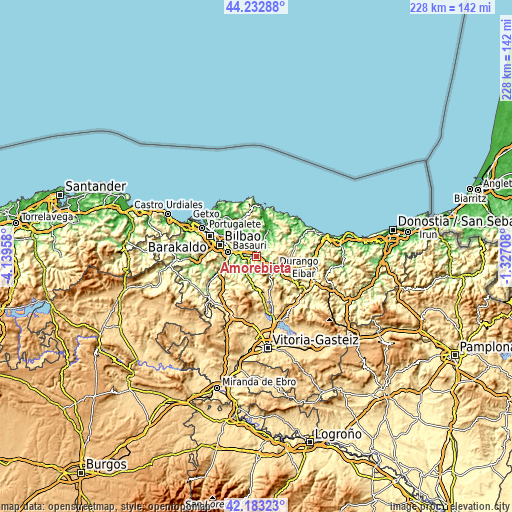 Topographic map of Amorebieta