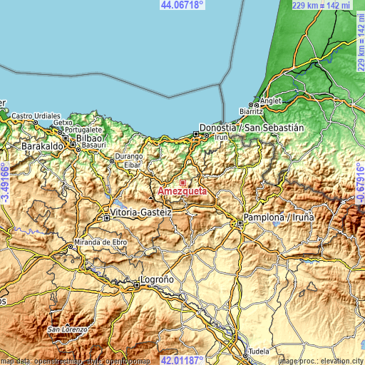 Topographic map of Amezketa