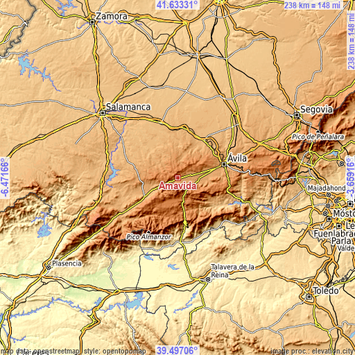 Topographic map of Amavida