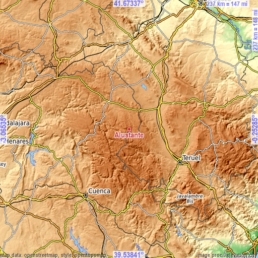 Topographic map of Alustante