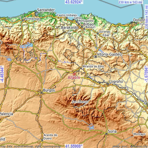 Topographic map of Altable