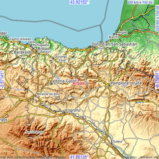 Topographic map of Altsasu