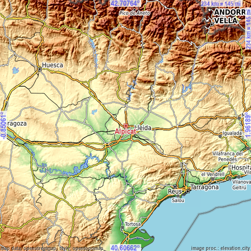 Topographic map of Alpicat