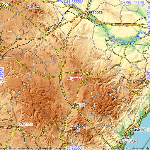 Topographic map of Alpeñés