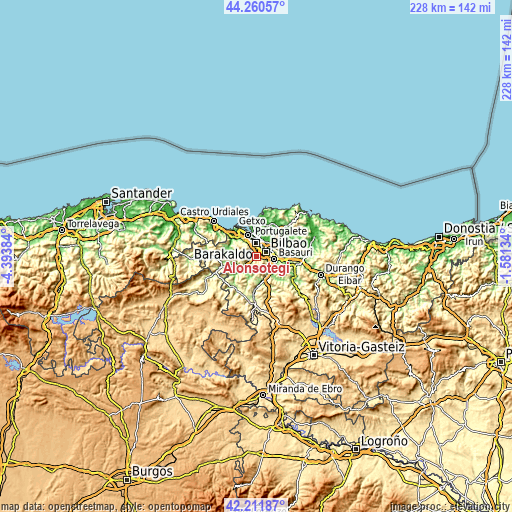 Topographic map of Alonsotegi
