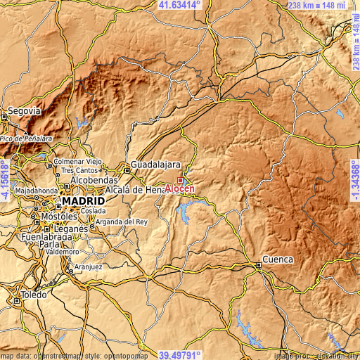 Topographic map of Alocén