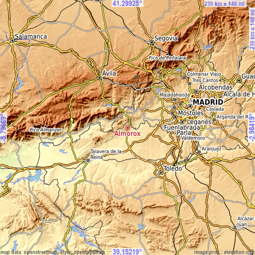 Topographic map of Almorox