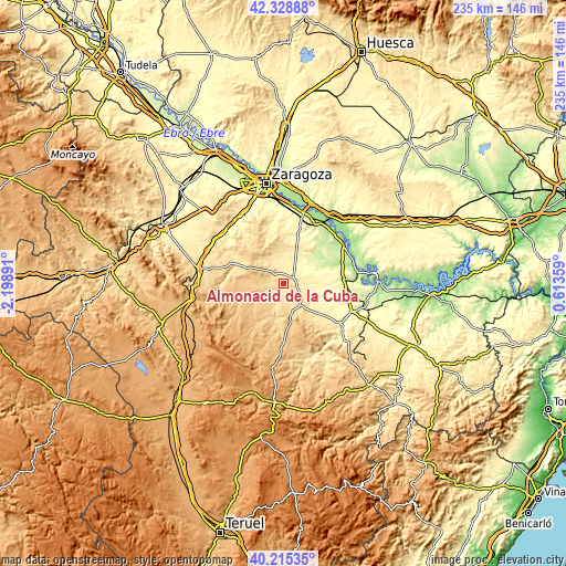 Topographic map of Almonacid de la Cuba