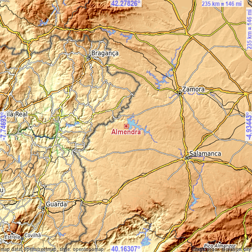 Topographic map of Almendra