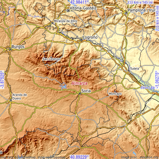 Topographic map of Almarza