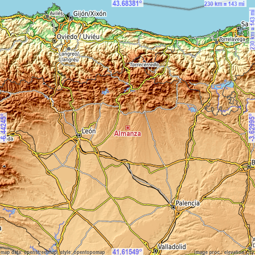 Topographic map of Almanza