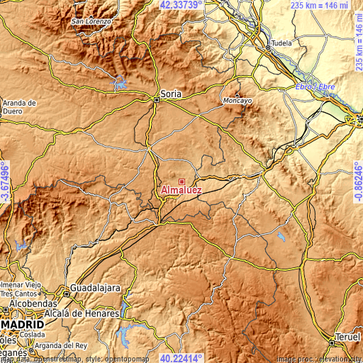 Topographic map of Almaluez