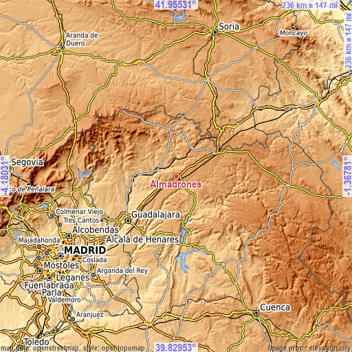 Topographic map of Almadrones