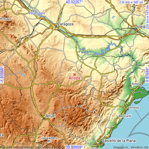 Topographic map of Alloza