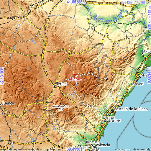 Topographic map of Allepuz