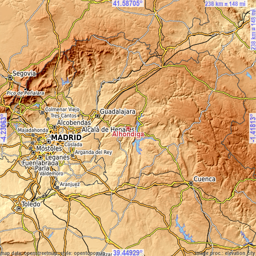 Topographic map of Alhóndiga