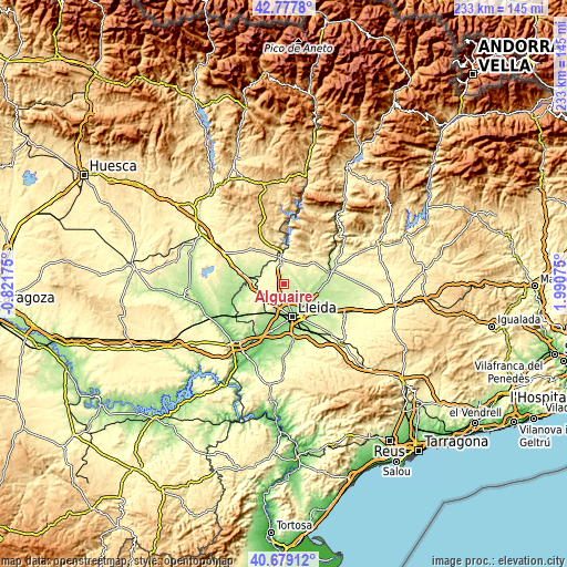 Topographic map of Alguaire