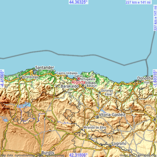 Topographic map of Algorta