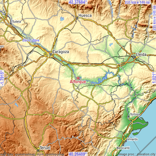 Topographic map of Alforque