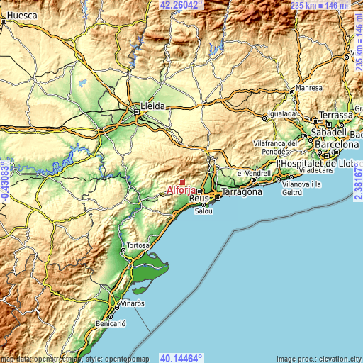 Topographic map of Alforja