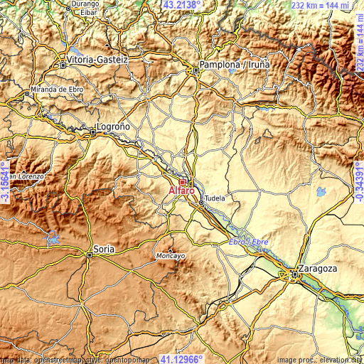 Topographic map of Alfaro