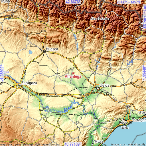 Topographic map of Alfántega