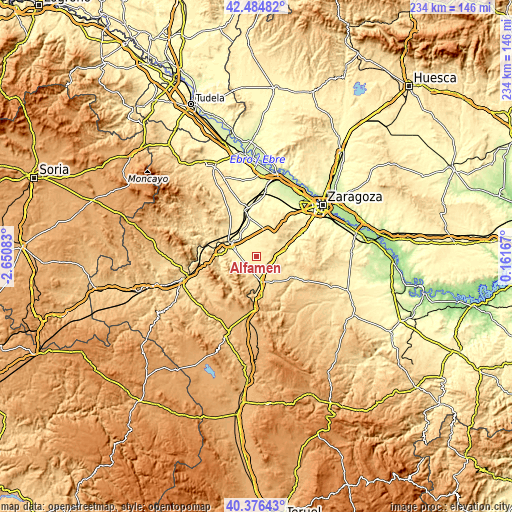 Topographic map of Alfamén