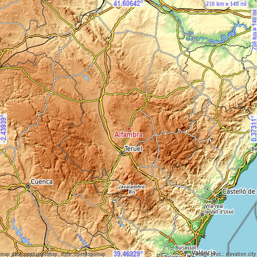 Topographic map of Alfambra