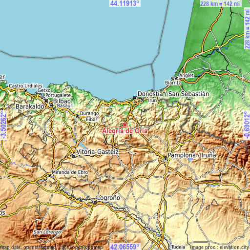 Topographic map of Alegia