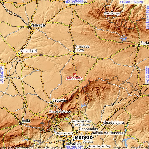 Topographic map of Aldeonte