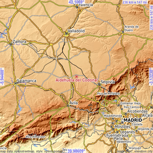 Topographic map of Aldehuela del Codonal