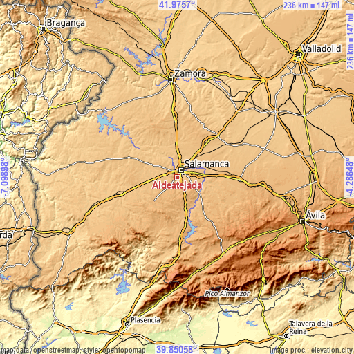 Topographic map of Aldeatejada