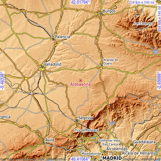 Topographic map of Aldeasoña