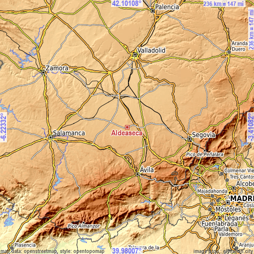 Topographic map of Aldeaseca